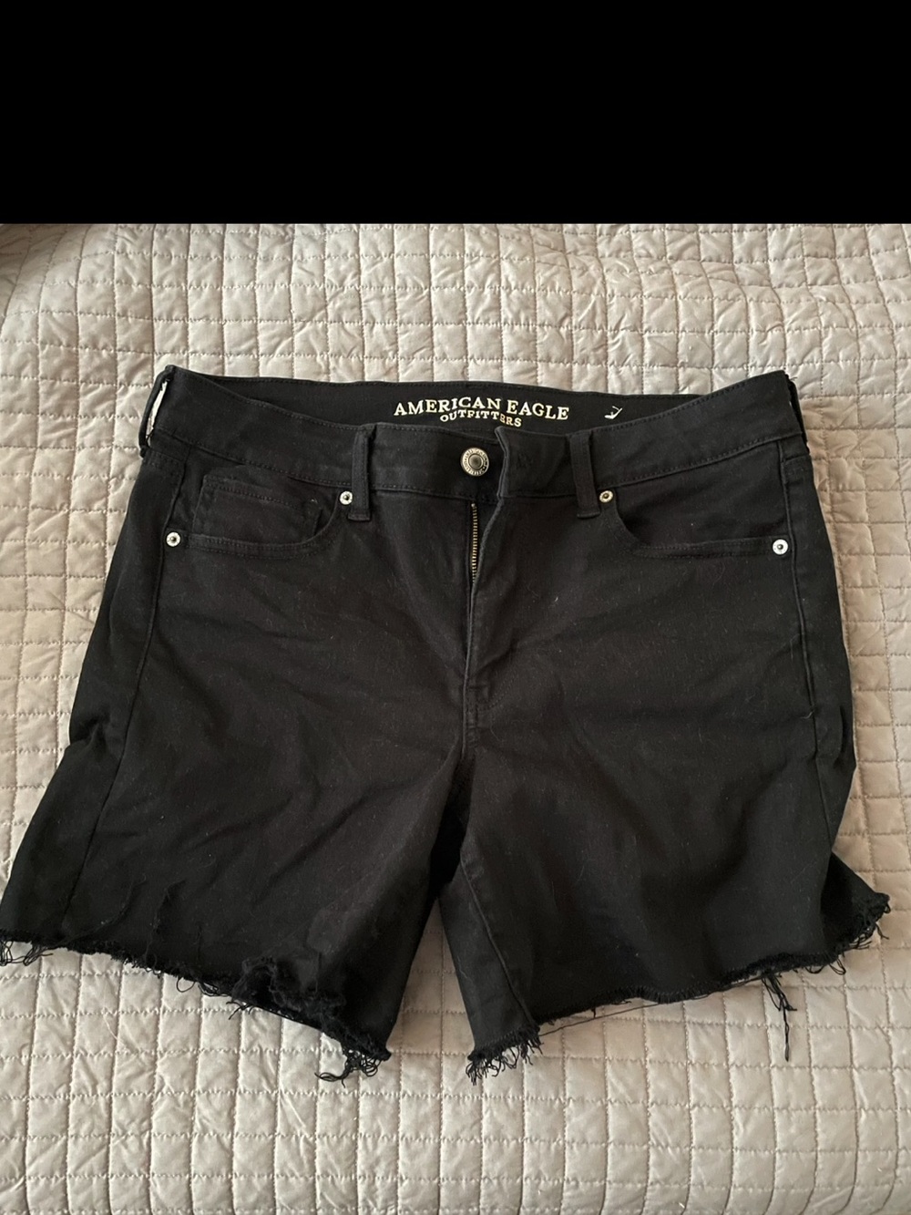 Sz 14 Midi American Eagle Outfitters Black Frayed Hem Jean Shorts